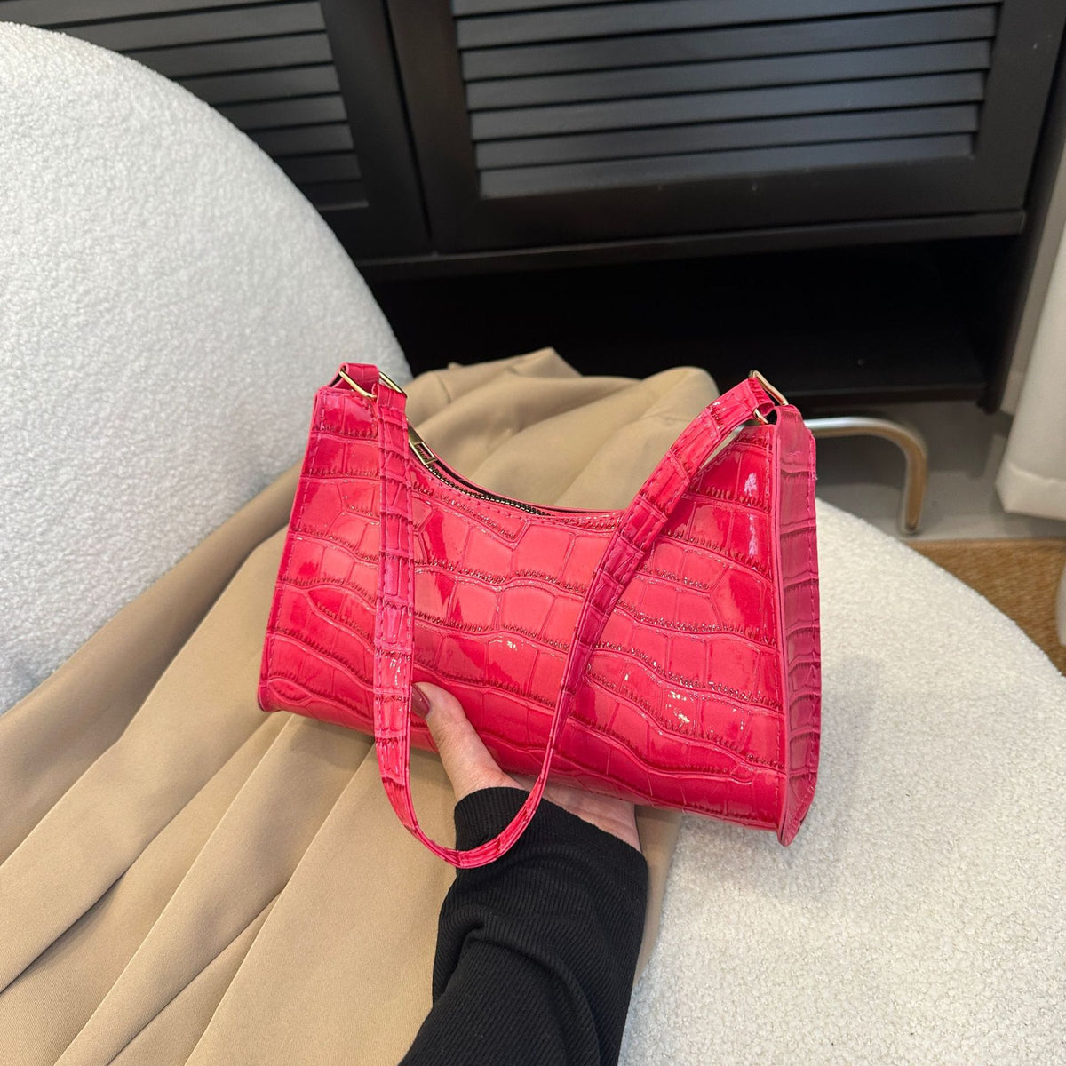 Embossed Candy Color Underarm Bag