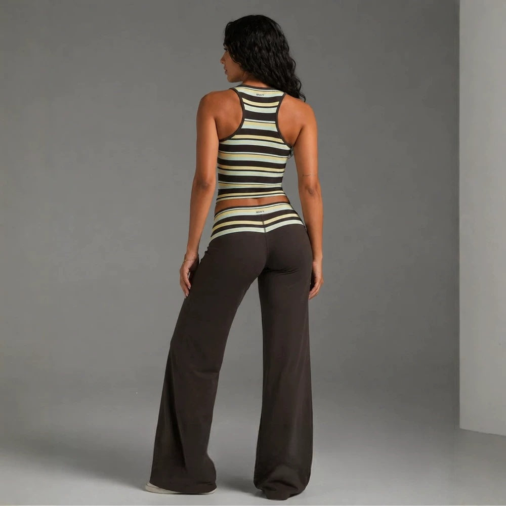 Sleeveless Striped Top and Loose Pants Set