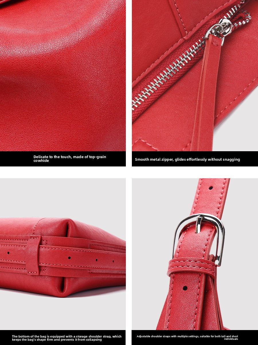 Fashion Cowhide Shoulder Bag with Crossbody Strap
