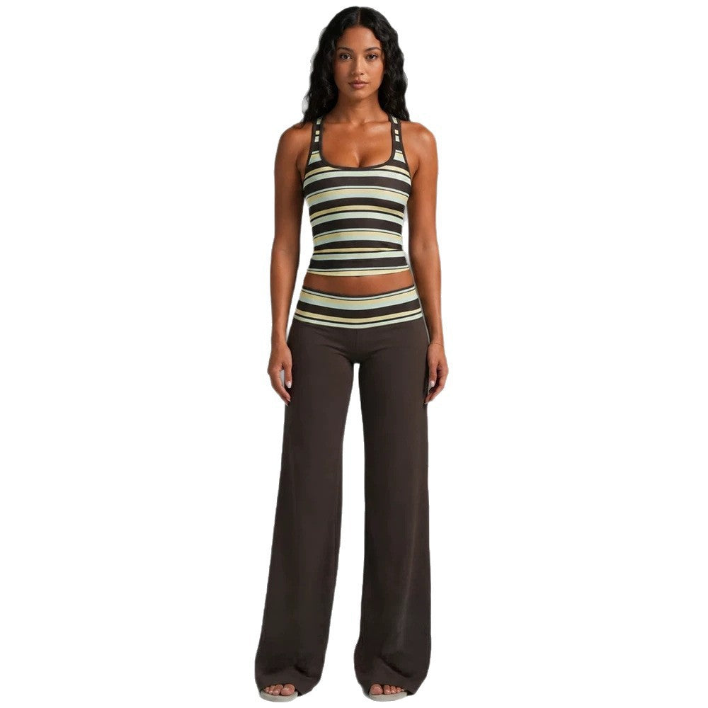 Sleeveless Striped Top and Loose Pants Set