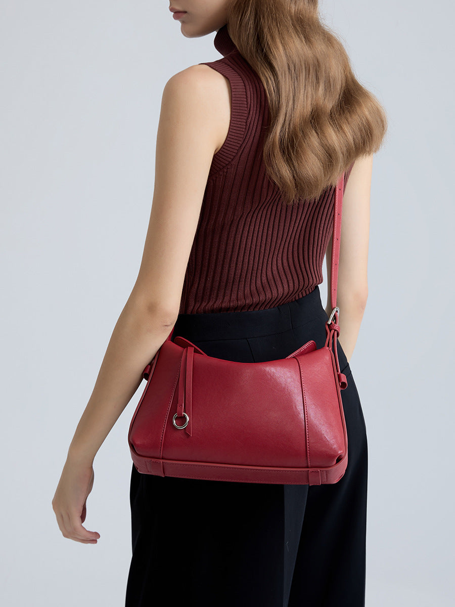 Fashion Cowhide Shoulder Bag with Crossbody Strap