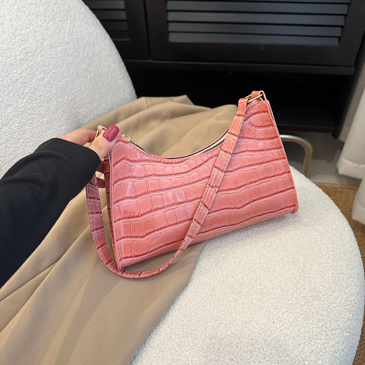 Embossed Candy Color Underarm Bag