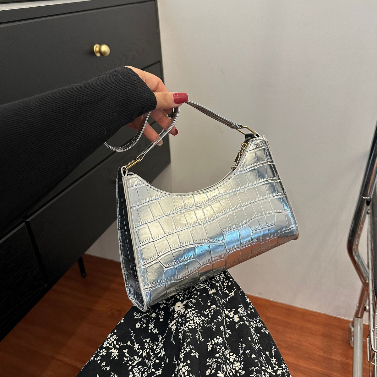 Embossed Candy Color Underarm Bag